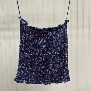 Blue Floral Tube Top